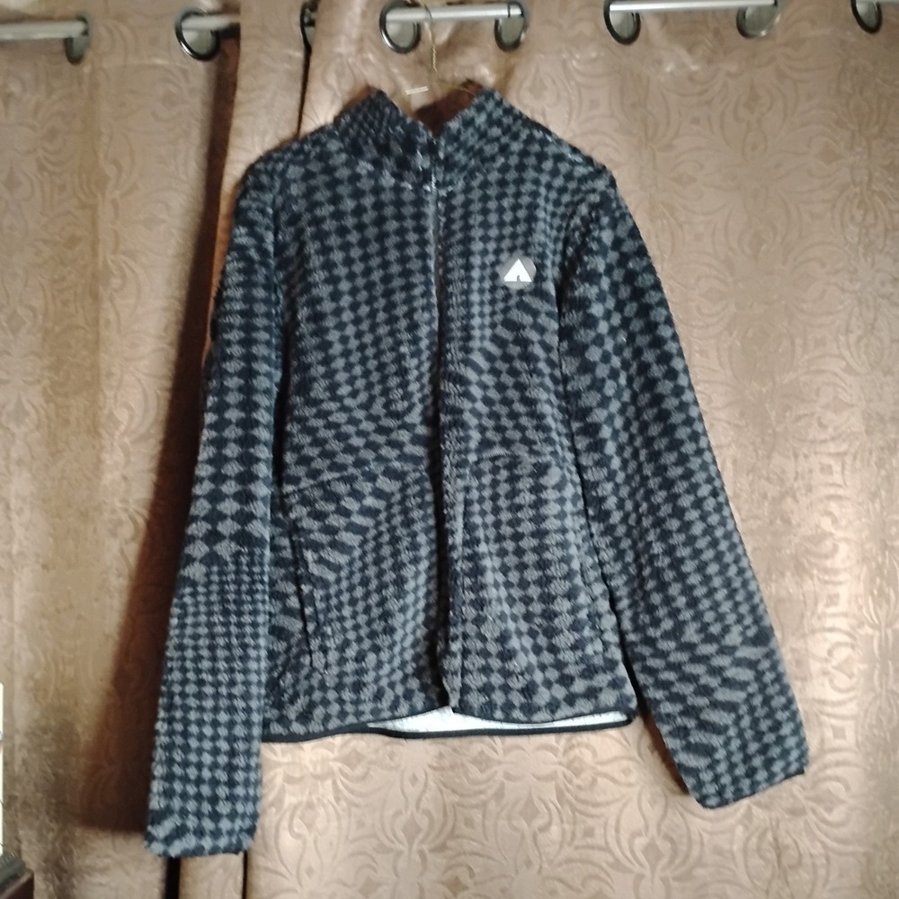 Airwalk Men's Small Black & Gray Checkerboard 1/4 Zip Fleece Pullover